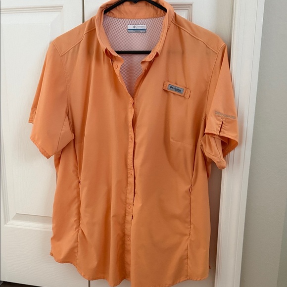 Columbia Women's Orange Button Down Shirt - Picture 1 of 4